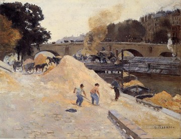 カミーユ・ピサロ Painting - パリのセーヌ川のほとり ポン・マリー・ケ・ダンジュー カミーユ・ピサロ